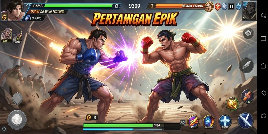 Screenshot utama 9399 menampilkan aksi seru dalam pertarungan Fighting.