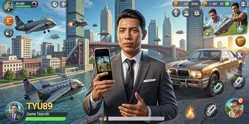 Screenshot gameplay AYU89 menampilkan suasana manajerial yang seru.