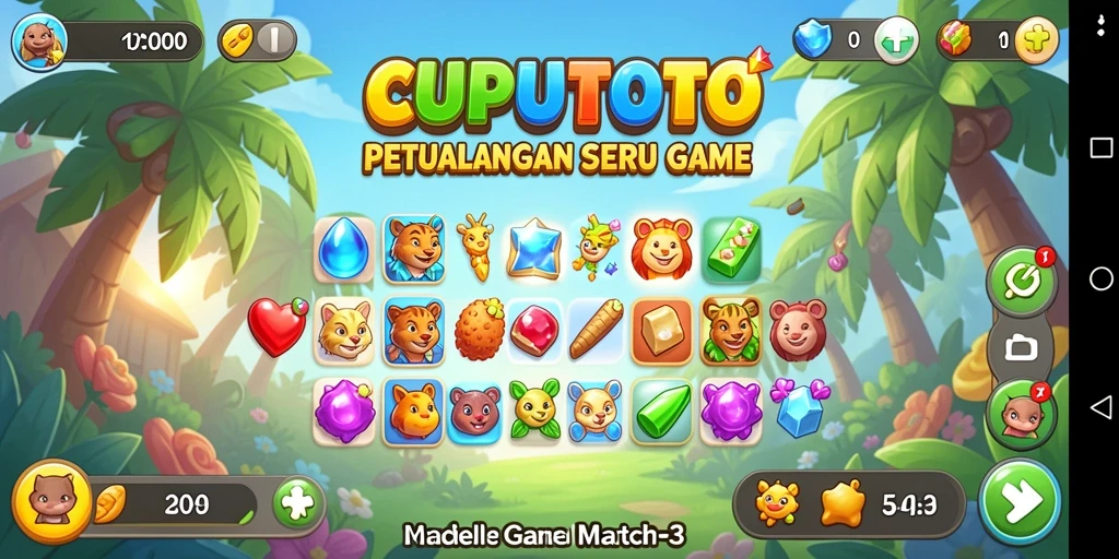 Screenshot gameplay CUPUTOTO yang penuh warna dan menantang.