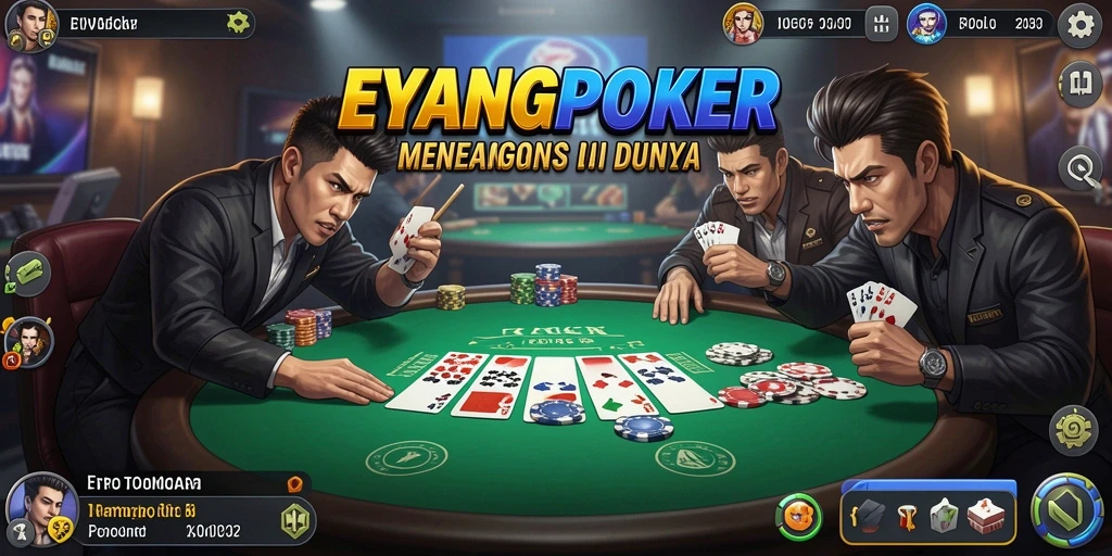 Gameplay seru di EYANGPOKER dengan pertarungan poker intens.