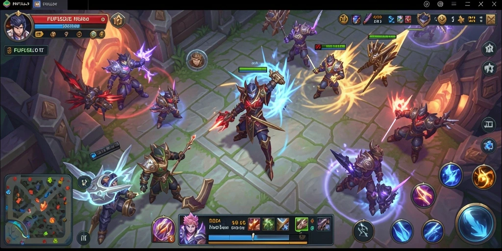 Screenshot gameplay FUFUSLOT menampilkan pertarungan seru antara tim.
