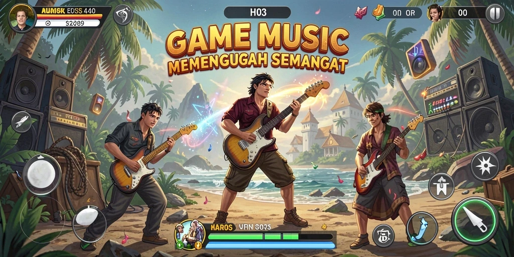 Tampilan gameplay H03 yang seru dan interaktif saat memainkan lagu.