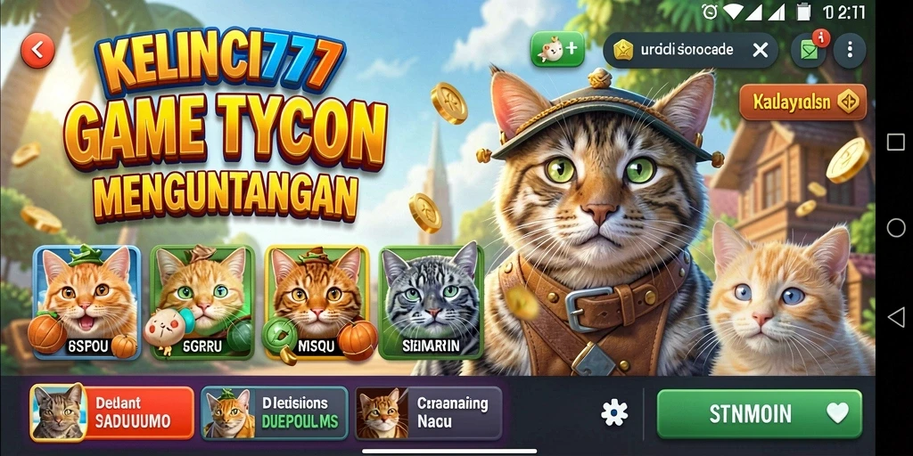 Tampilan gameplay KELINCI777 yang menggambarkan strategi bisnis Tycoon.