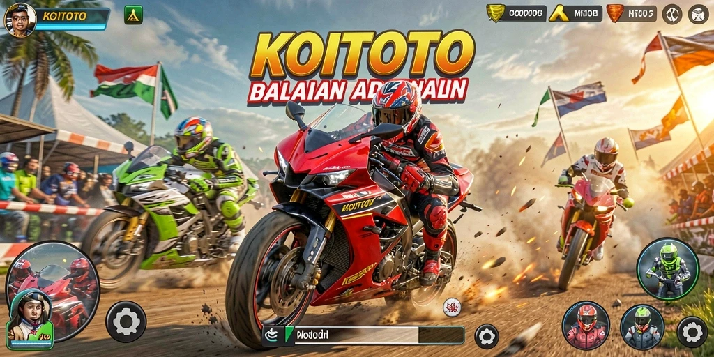 Tangkapan layar menunjukkan aksi balapan motor yang mendebarkan di KOITOTO.
