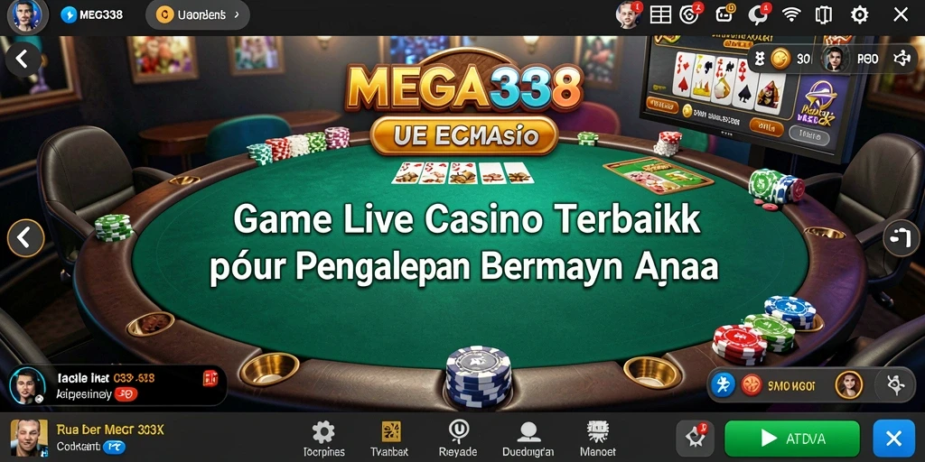 Screenshot MEGA338 menampilkan dealer langsung dan permainan menarik dari Live Casino.