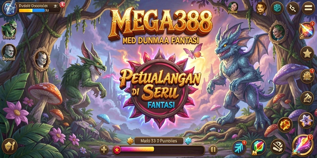 Tangkapan layar utama MEGA388 menampilkan aksi petualangan mendebarkan.