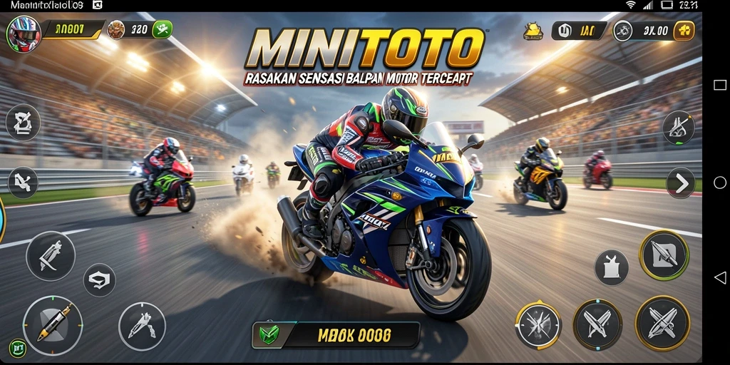 Tampilan gameplay mendebarkan di lintasan balap motor.