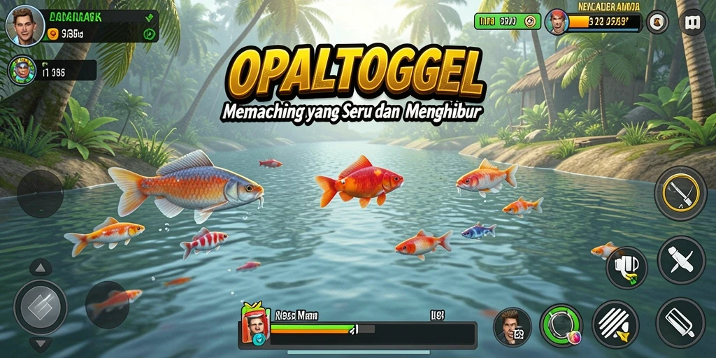 Screenshot gameplay OPALTOGEL yang menunjukkan aksi memancing yang mendebarkan.