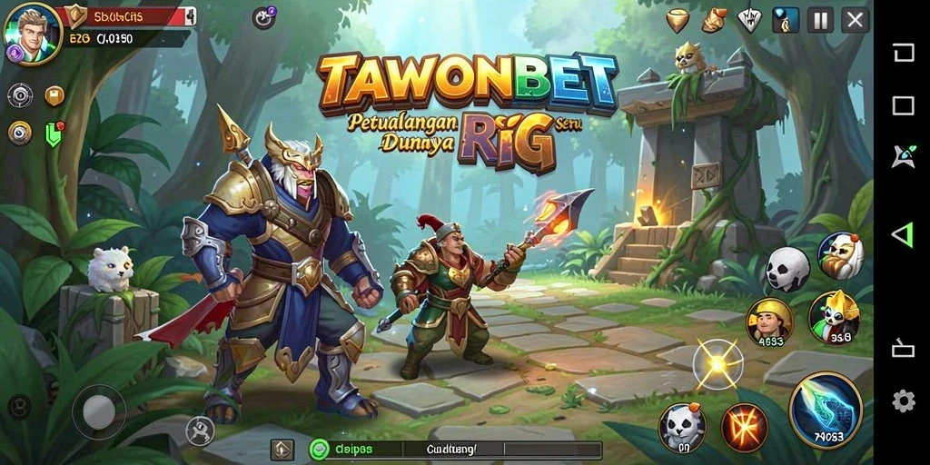Tampilan permainan TAWONBET dengan karakter RPG yang dinamis.