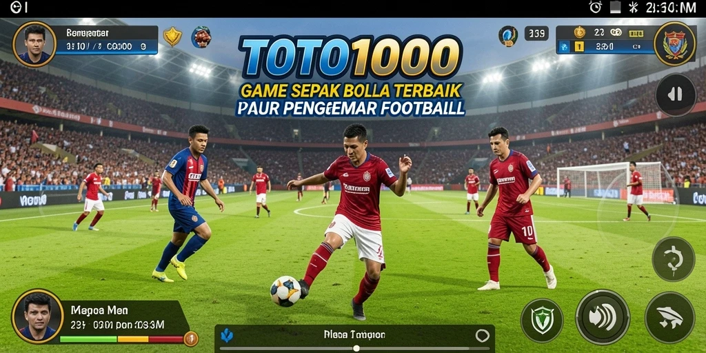 Screenshot TOTO1000 menampilkan gameplay sepak bola yang intens dan menegangkan.