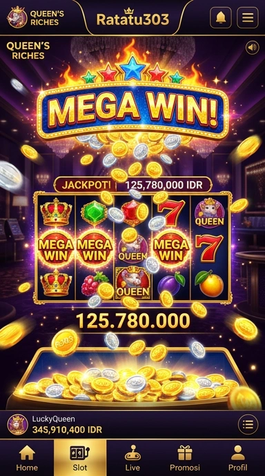 Screenshot utama aplikasi ratu303 dengan daftar kategori.